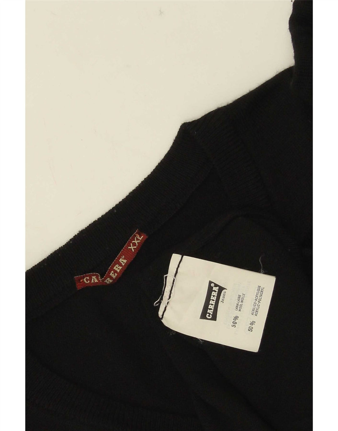Maglione da uomo con scollo a V Carrera 2XL lana nera