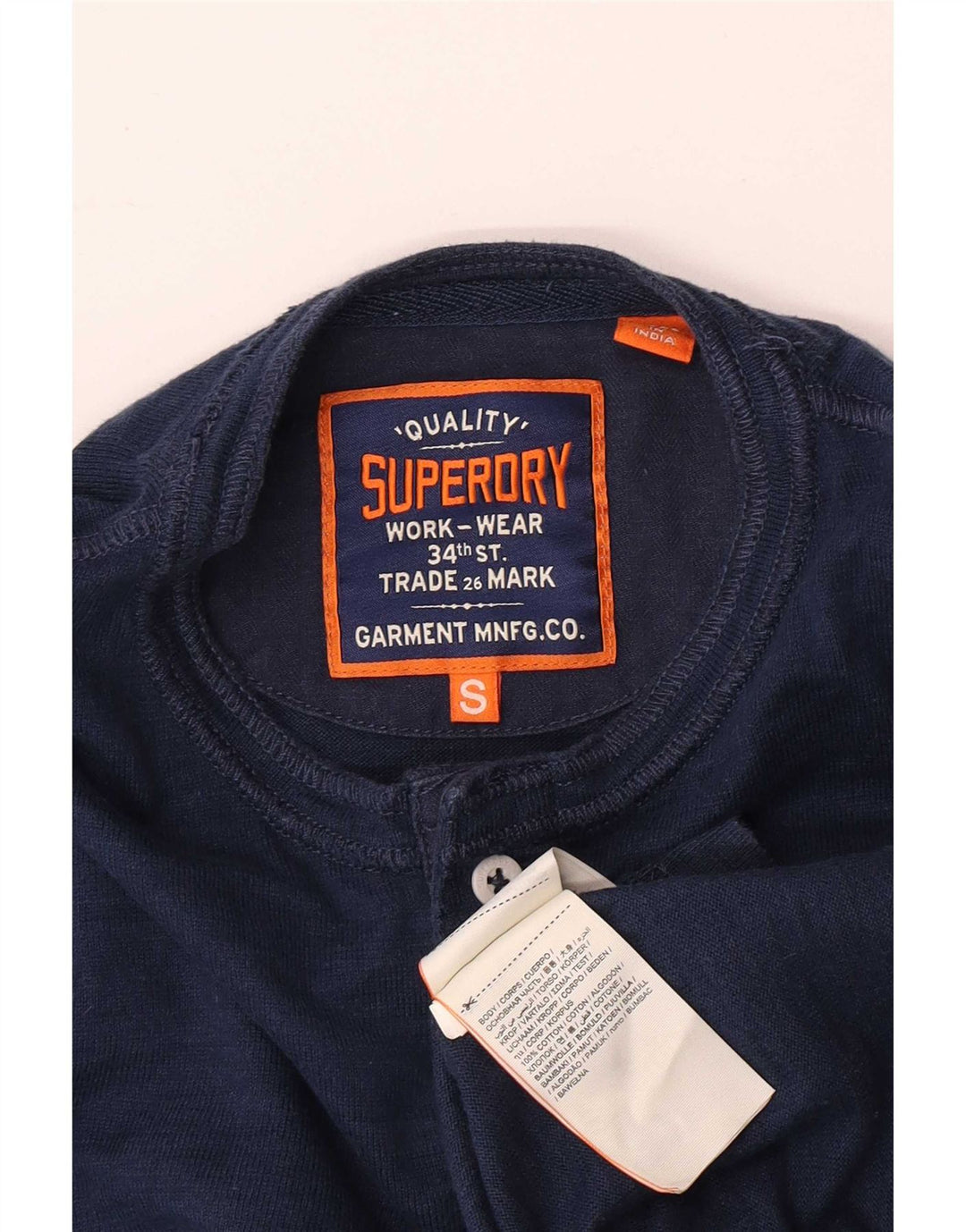 Top da uomo Superdry a maniche lunghe piccolo in cotone blu navy
