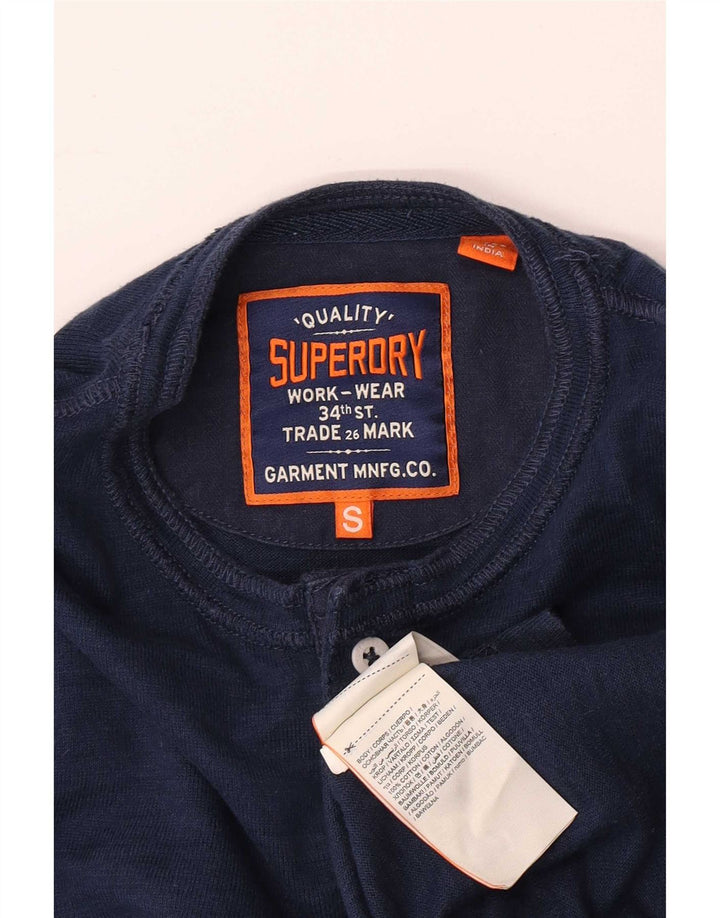 Top da uomo Superdry a maniche lunghe piccolo in cotone blu navy