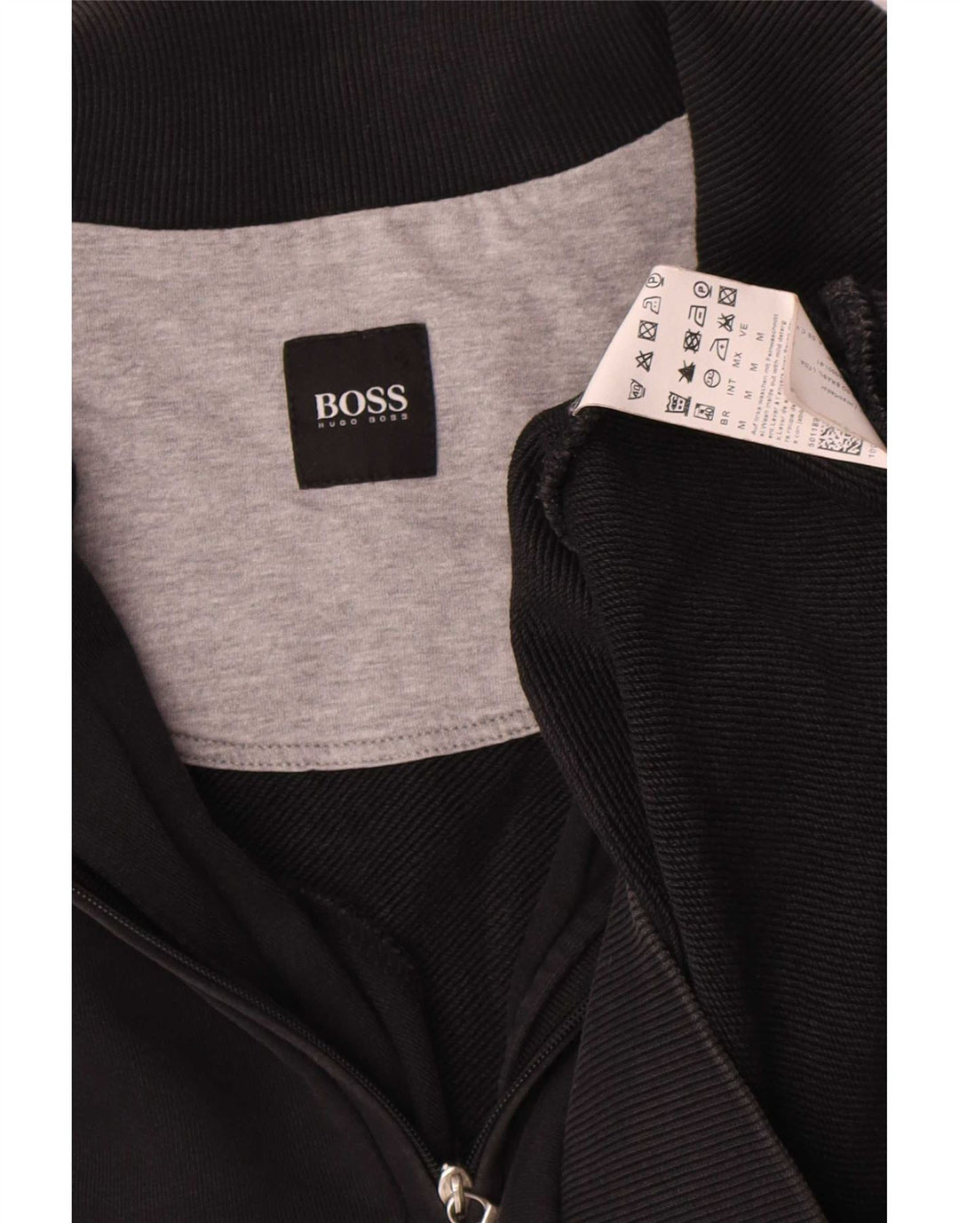 Felpa da uomo con zip e collo Hugo Boss, cotone medio nero