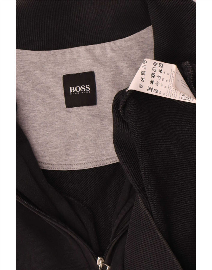 Felpa da uomo con zip e collo Hugo Boss, cotone medio nero