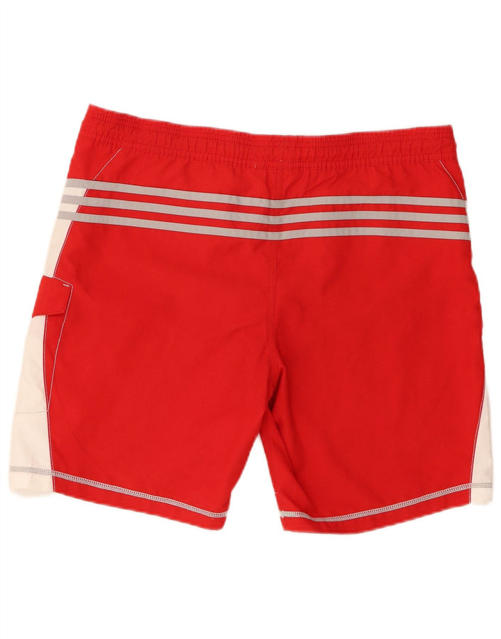 Pantaloncini da bagno con grafica Adidas da uomo piccoli in poliestere color block rosso