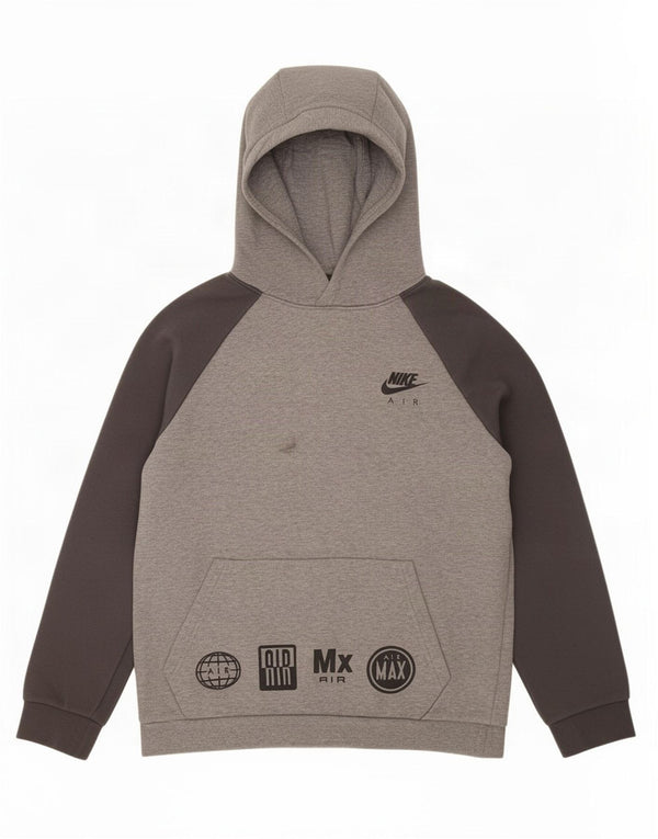 Felpa con cappuccio grafica Nike da bambino, 12-13 anni, in cotone color block grigio grande