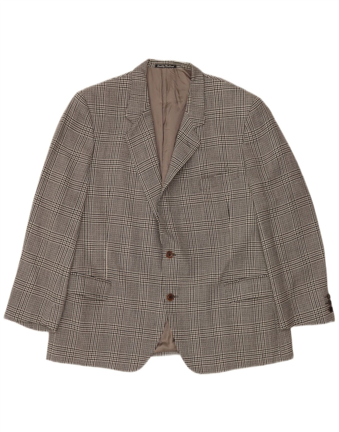 MONTANA Giacca blazer da uomo a 2 bottoni IT 56 3XL Lana vergine pied de poule grigia
