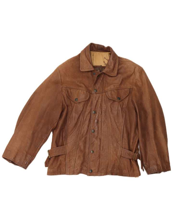 Giacca in pelle vintage da uomo UK 38 Marrone medio