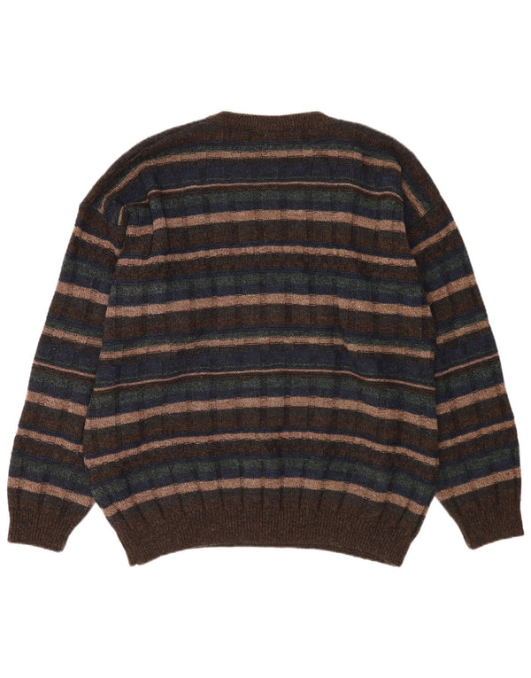 Canda Uomo Maglione Girocollo Maglione XL Acrilico a Righe Marrone