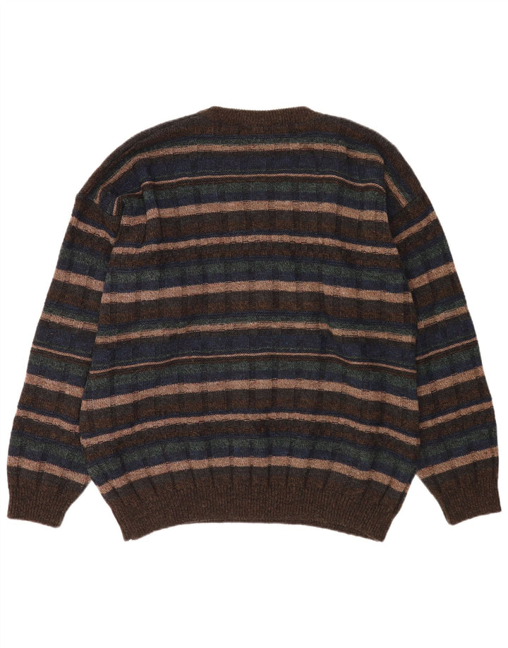 Canda Uomo Maglione Girocollo Maglione XL Acrilico a Righe Marrone