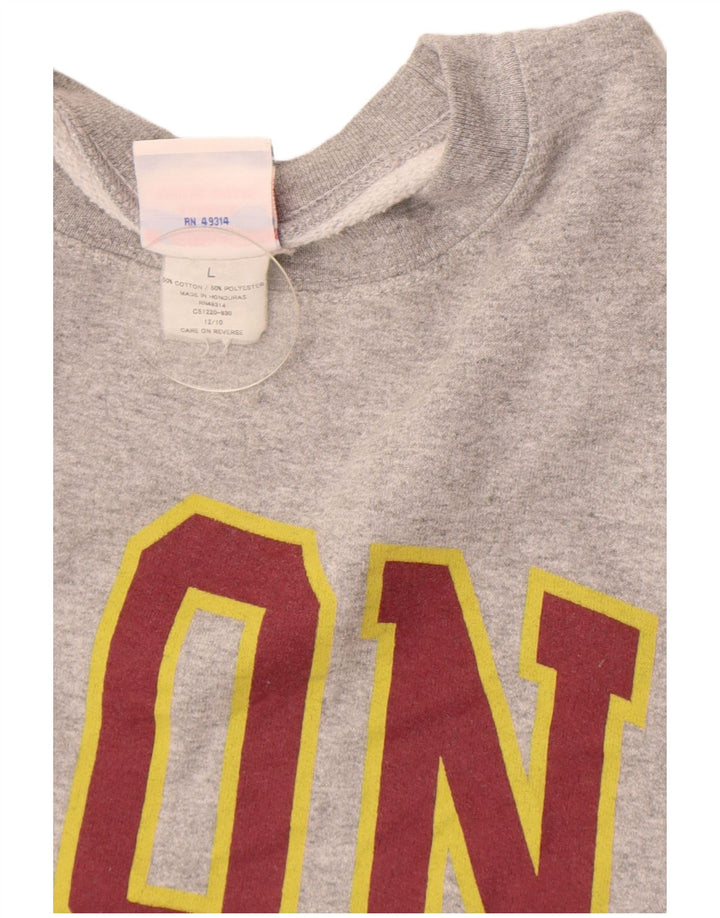 Felpa grafica da uomo Champion, maglione grande, cotone chiazzato grigio