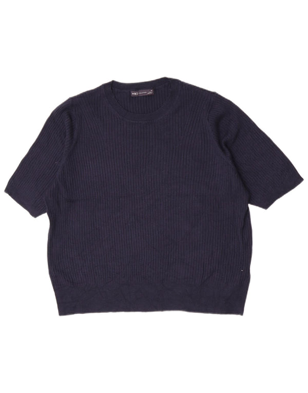 Maglione maglione girocollo da donna Marks & Spencer UK 22 2XL Blu navy