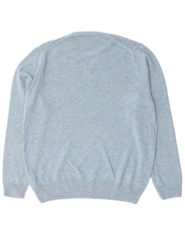 Maglione da uomo Marks & Spencer con scollo a V XL Lana d'agnello screziata blu