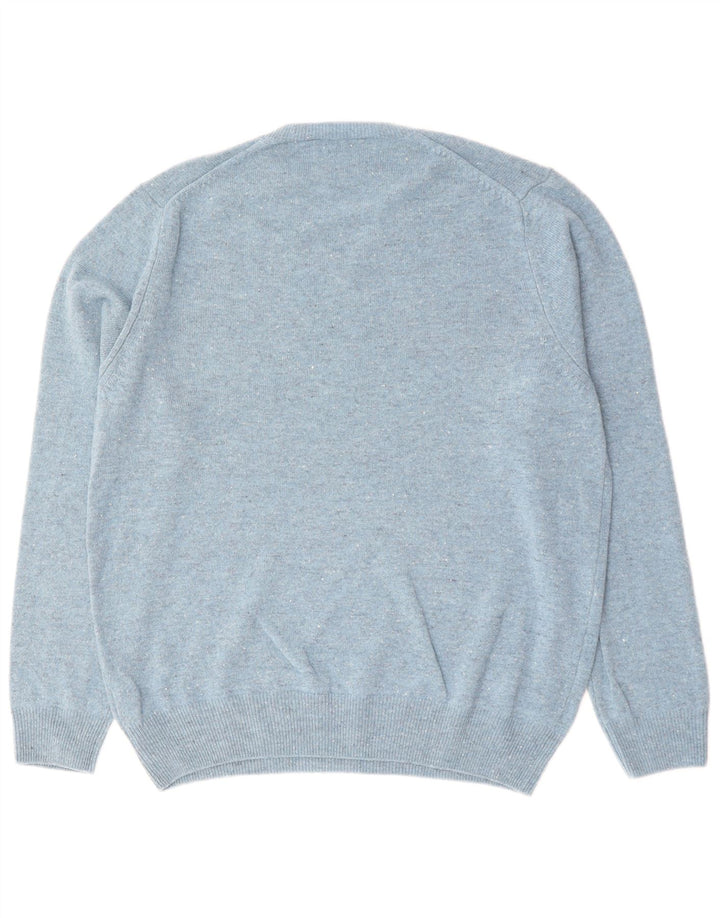 Maglione da uomo Marks & Spencer con scollo a V XL Lana d'agnello screziata blu