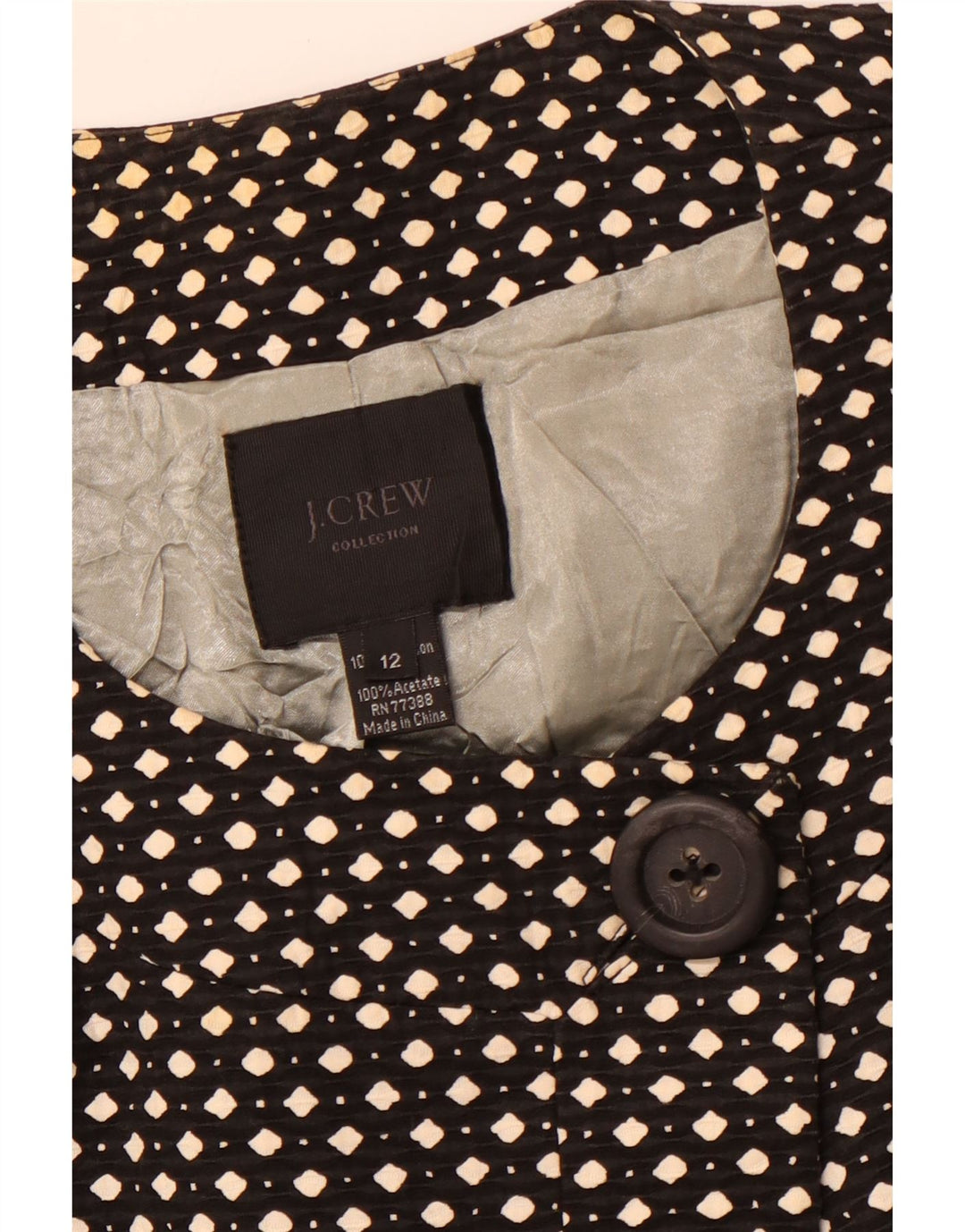 Giacca blazer da donna a 1 bottone J. CREW US 12 grande nera maculata