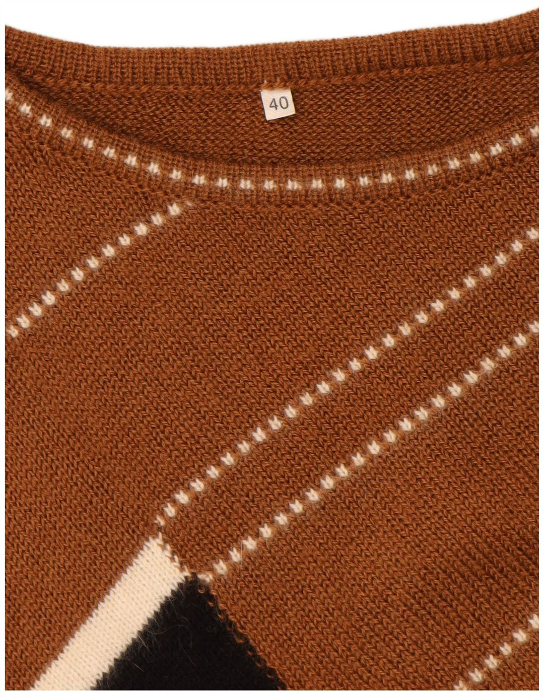 Maglione vintage da donna con scollo a barca EU 40 Blocco colore marrone medio