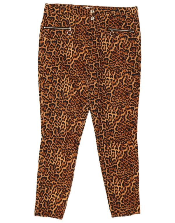Pantaloni casual skinny da donna Zara EU 42 Large W32 L27 Marrone Stampa animalier