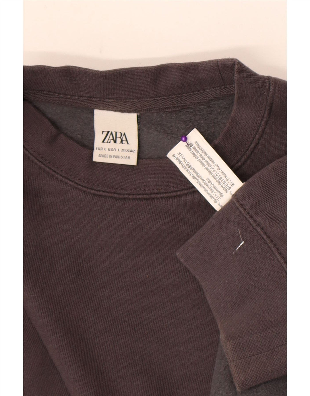 Felpa Zara Uomo Maglione Grande Cotone Grigio