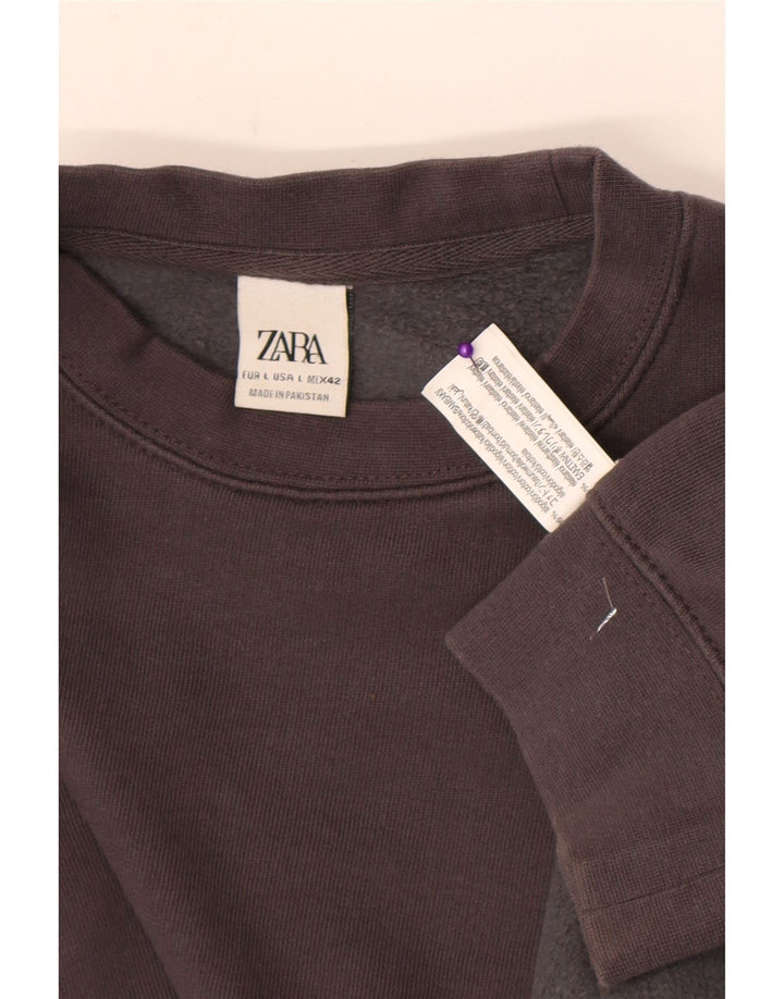 Felpa Zara Uomo Maglione Grande Cotone Grigio