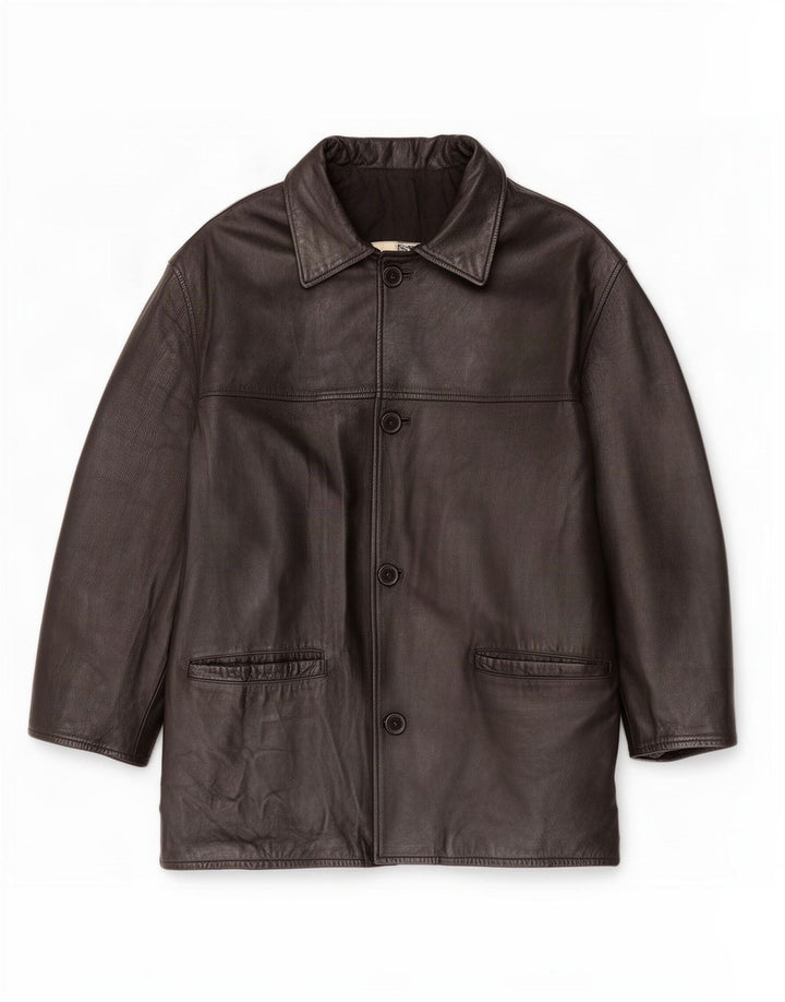 Giacca in pelle vintage da uomo IT 52 XL Nera