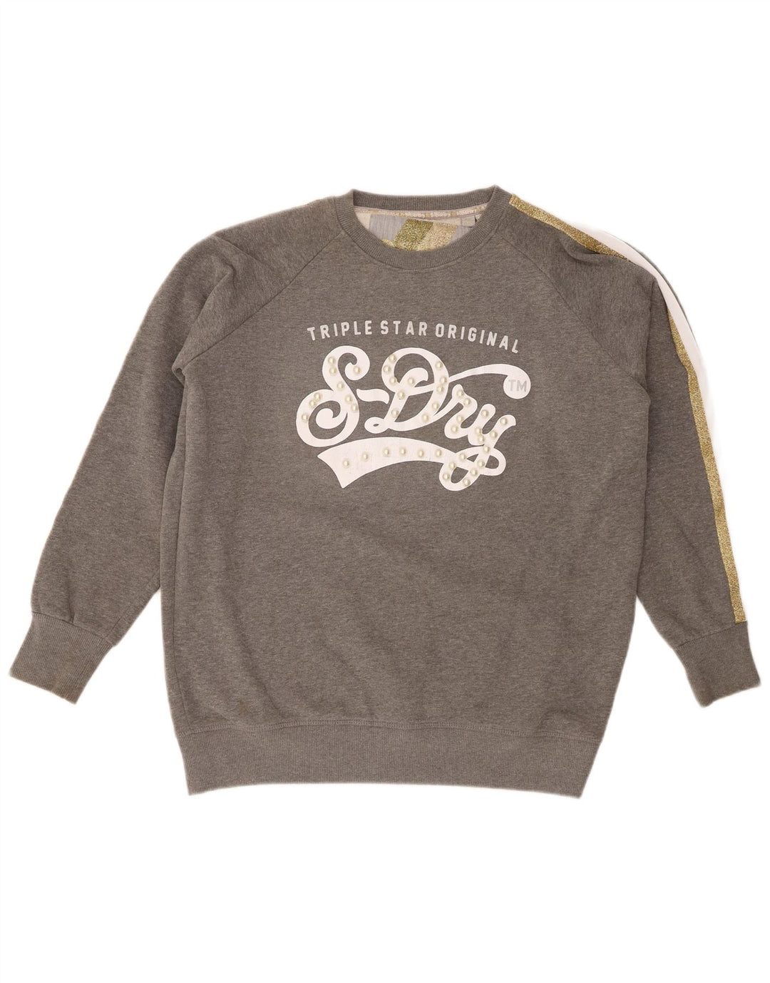 Felpa oversize con grafica da donna Superdry Maglione UK 6 XS Grigio chiazzato