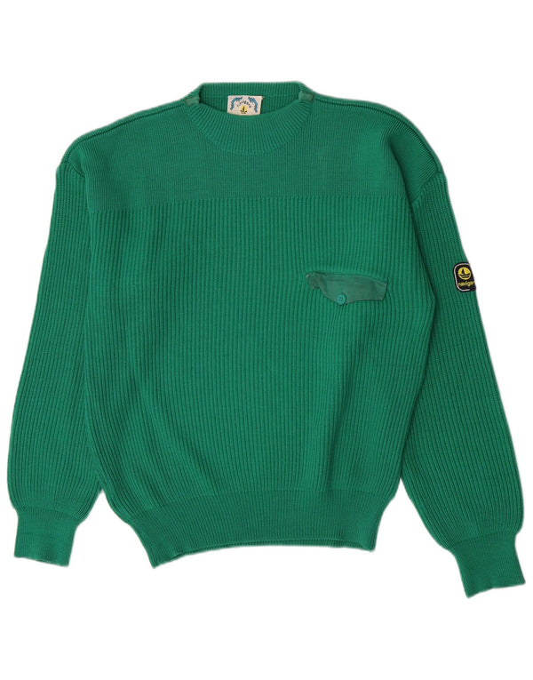 Maglione da uomo Navigare girocollo in lana verde grande