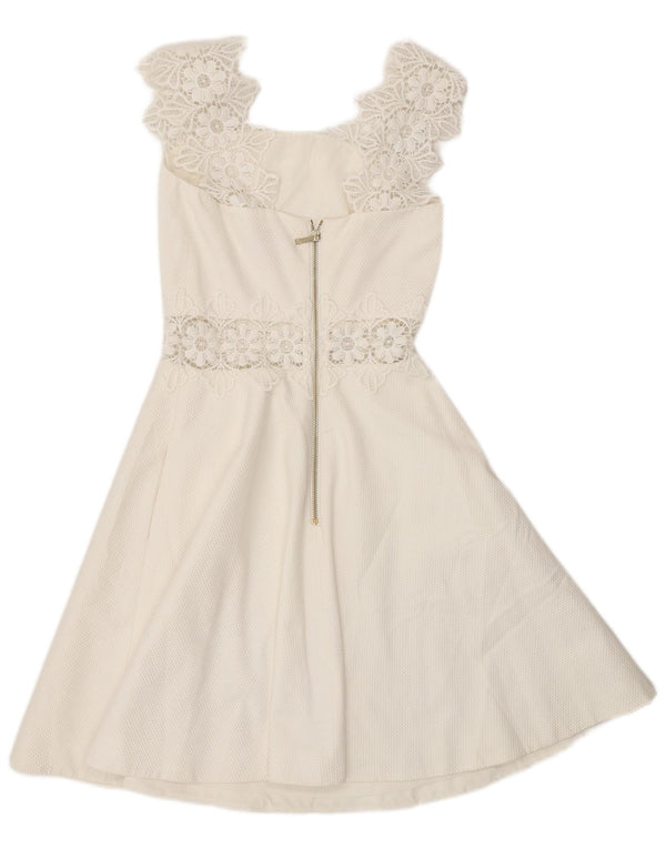 Abito a trapezio senza maniche da donna Ted Baker UK 4 XS poliestere bianco