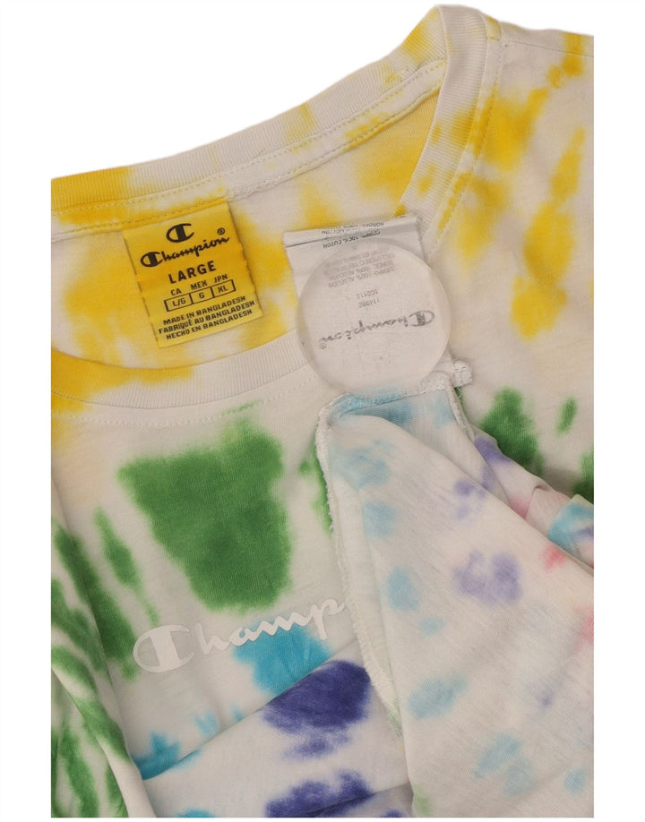 T-shirt da donna CHAMPION Top UK 16 grande cotone tie-dye multicolore