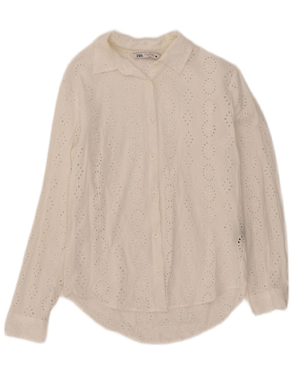 Camicia Zara da donna UK 6 XS cotone bianco