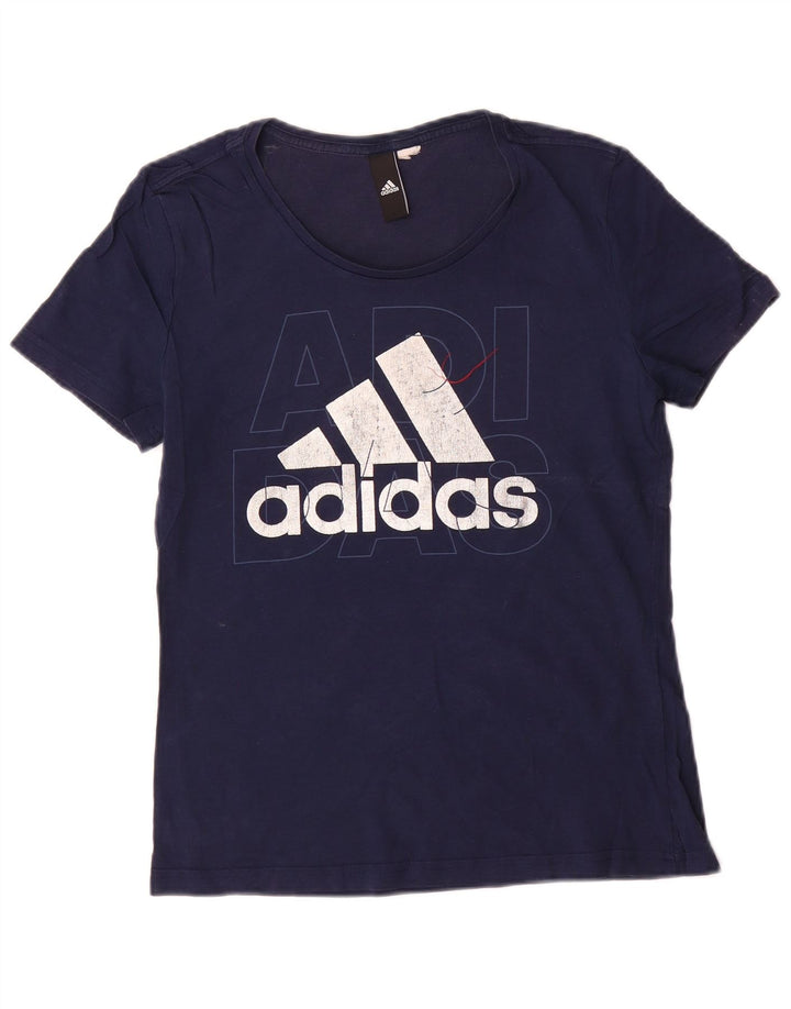 T-shirt grafica da donna Adidas Top UK 12 medio blu navy