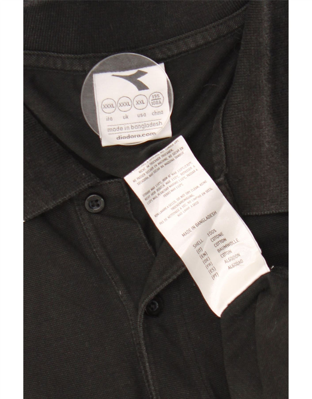 Polo Diadora Uomo 3XL Cotone Nero