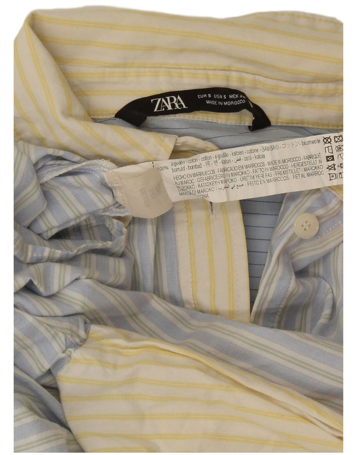 Camicia oversize da donna Zara UK 10 piccola in cotone a righe blu