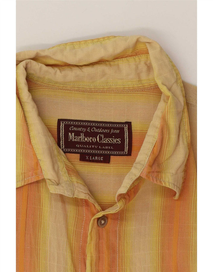 Camicia da uomo Marlboro Classics XL a righe arancioni