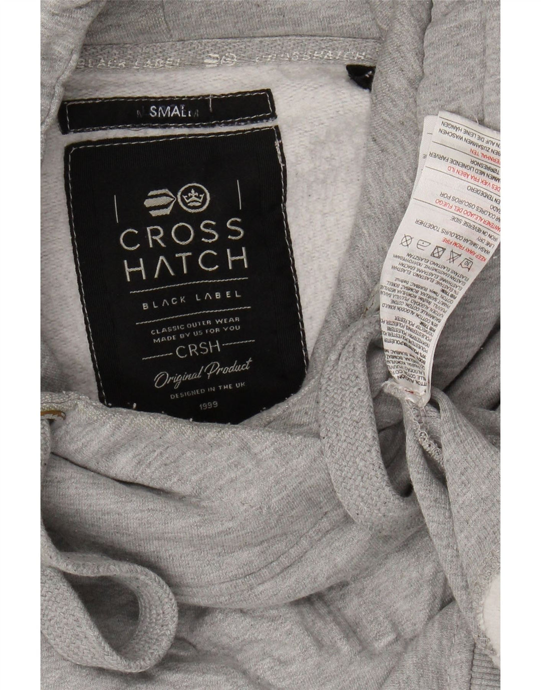 CROSSHATCH Felpa con cappuccio grafica da uomo piccola in cotone grigio