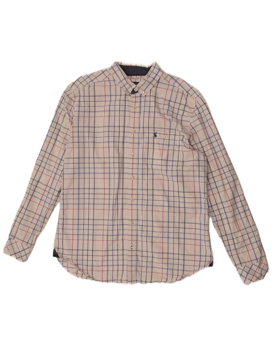 Camicia Joules da uomo dalla vestibilità classica, in cotone a quadri bianco sporco