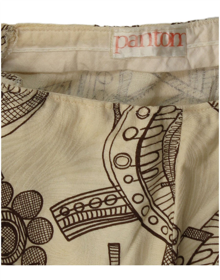 Pantaloni casual bootcut da donna vintage con motivo astratto W26 L28 Beige