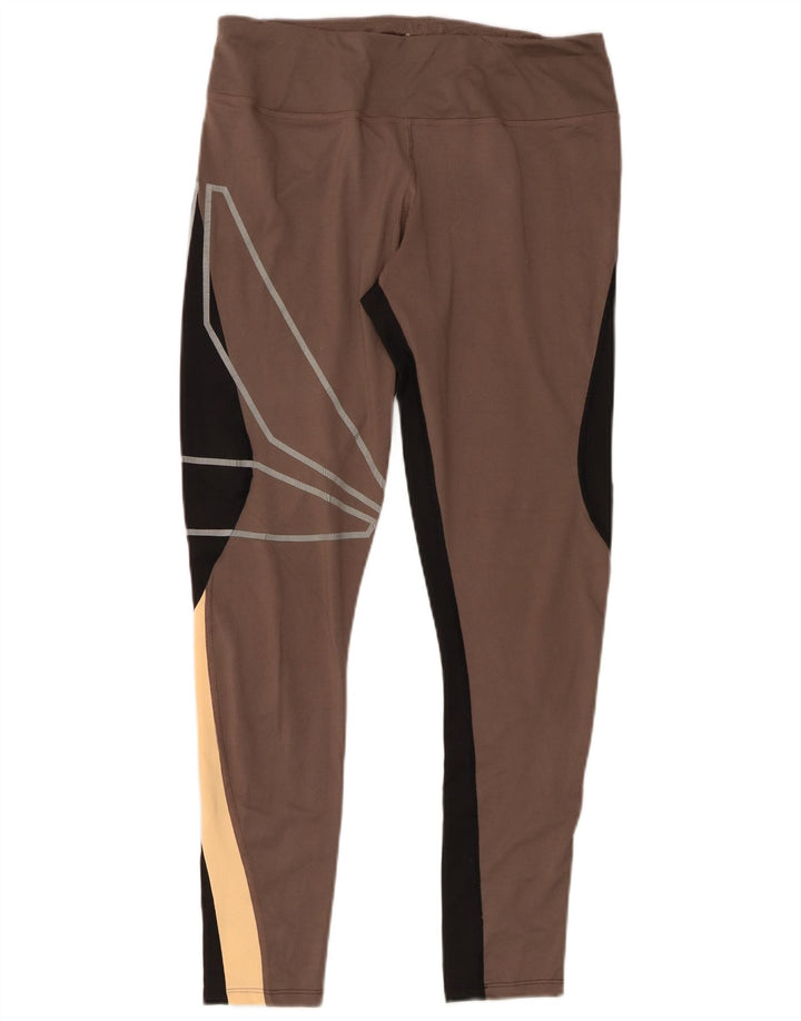 Leggings grafici da donna REEBOK UK 12/14 Poliestere color block grigio medio