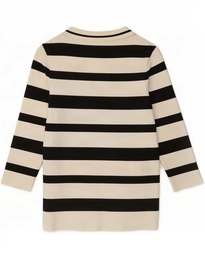 Top Zara da donna manica 3/4 UK 14 poliammide a righe bianche grandi