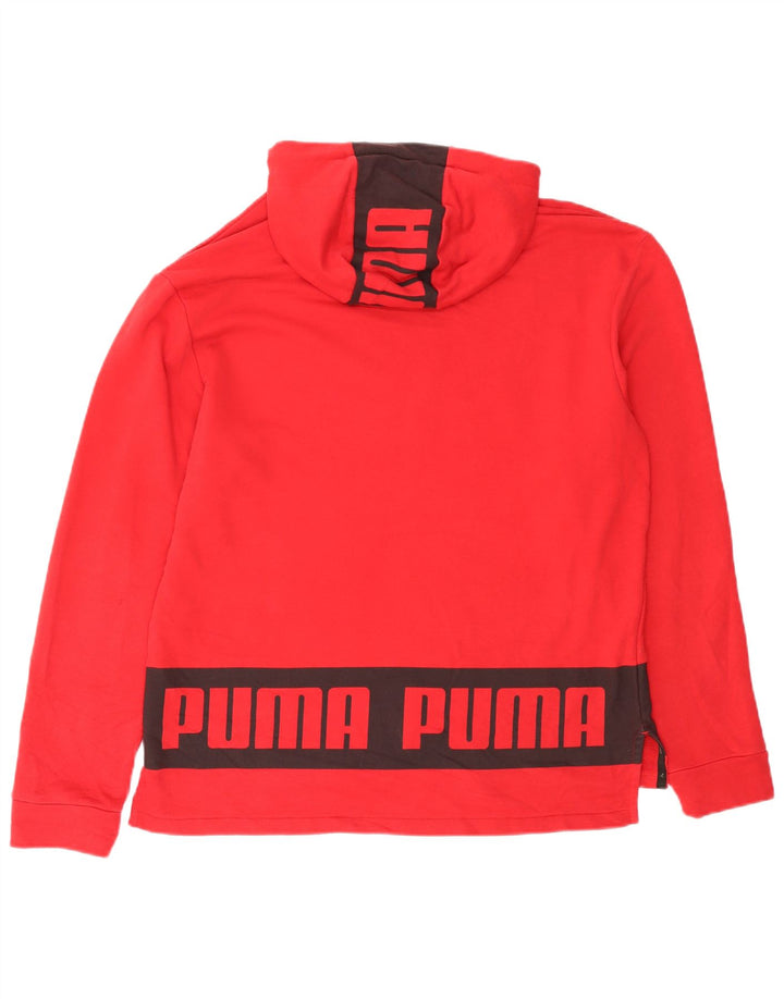 Felpa con cappuccio grafica PUMA da uomo grande color block rosso
