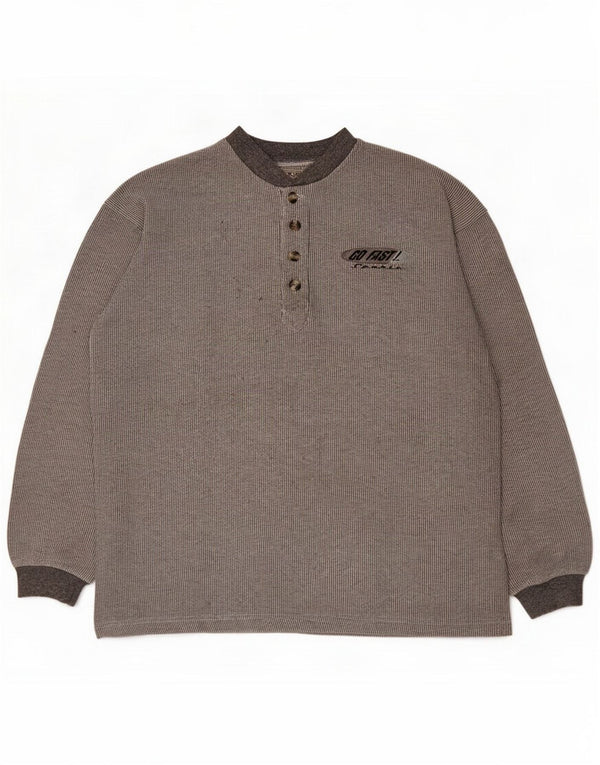 Top vintage da uomo a maniche lunghe in cotone grigio medio