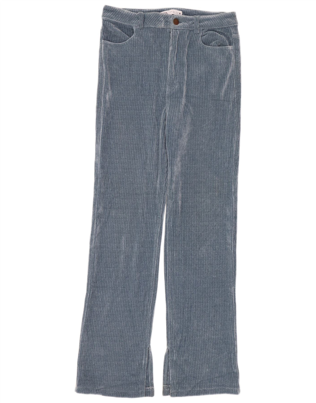 Pantaloni dritti in velluto a coste da donna Zara EU 40 medi W30 L30 poliestere blu