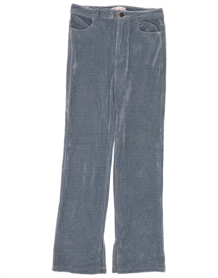 Pantaloni dritti in velluto a coste da donna Zara EU 40 medi W30 L30 poliestere blu