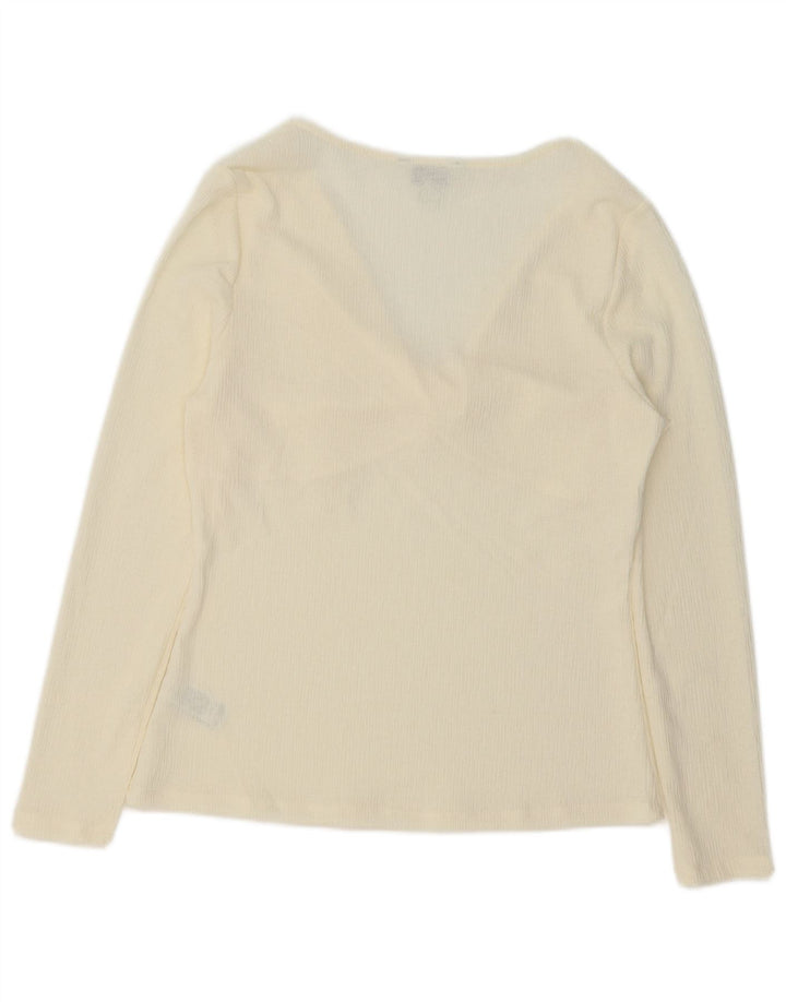 Marks & Spencer Top da donna a maniche lunghe UK 14 Poliestere bianco sporco medio