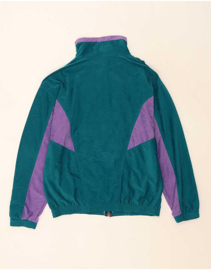 Tuta intera vintage da uomo in velluto, grande poliestere color block verde