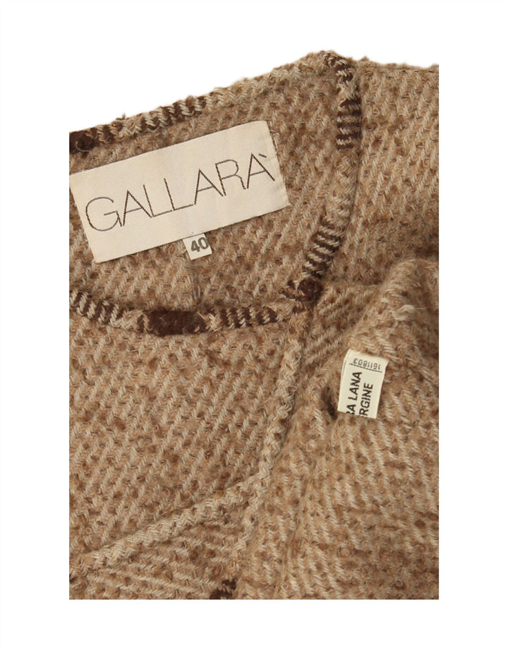 GALLARA Womens Crop 1 Button Blazer Jacket IT 40 Small Beige Flecked Wool