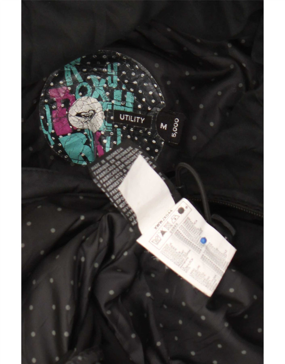 Giacca a vento con cappuccio grafica da donna Roxy UK 14 media nera in poliammide
