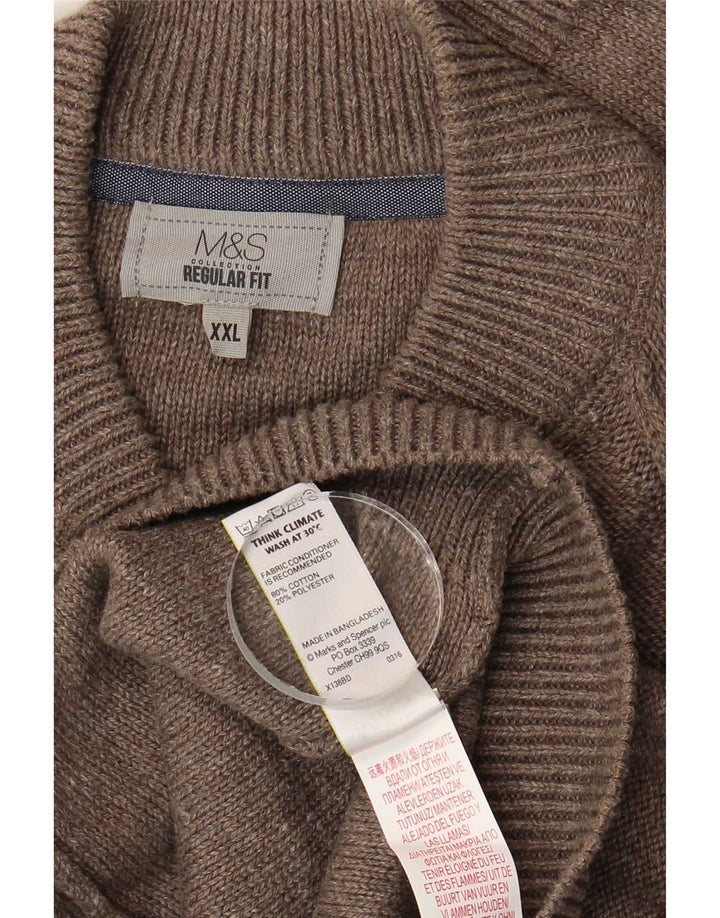 Maglione cardigan vestibilità regolare da uomo Marks & Spencer 2XL cotone marrone
