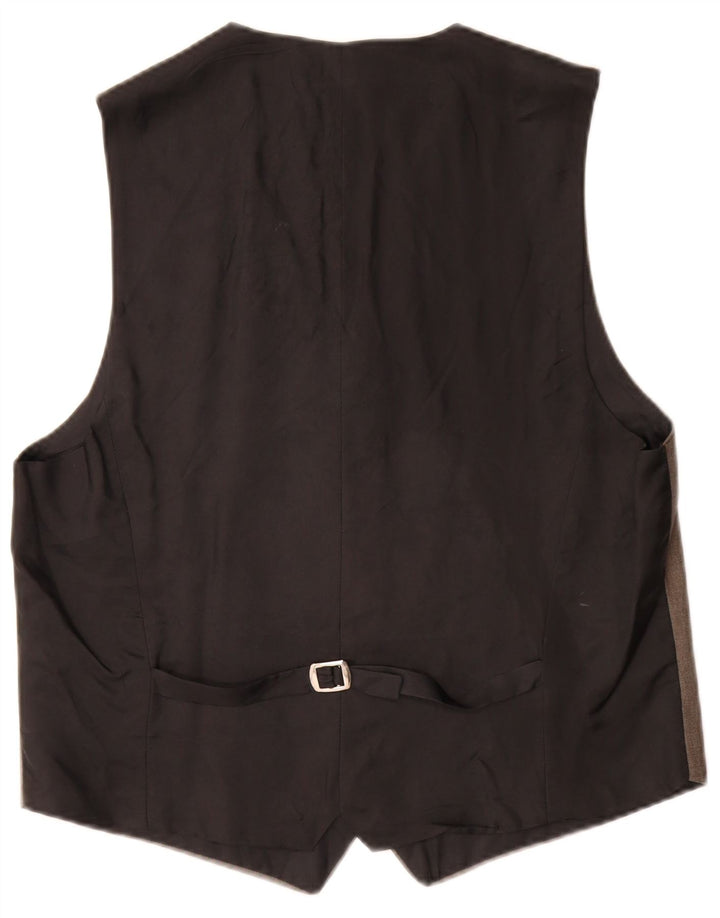 Gilet vintage da uomo IT 52 grande in poliestere marrone