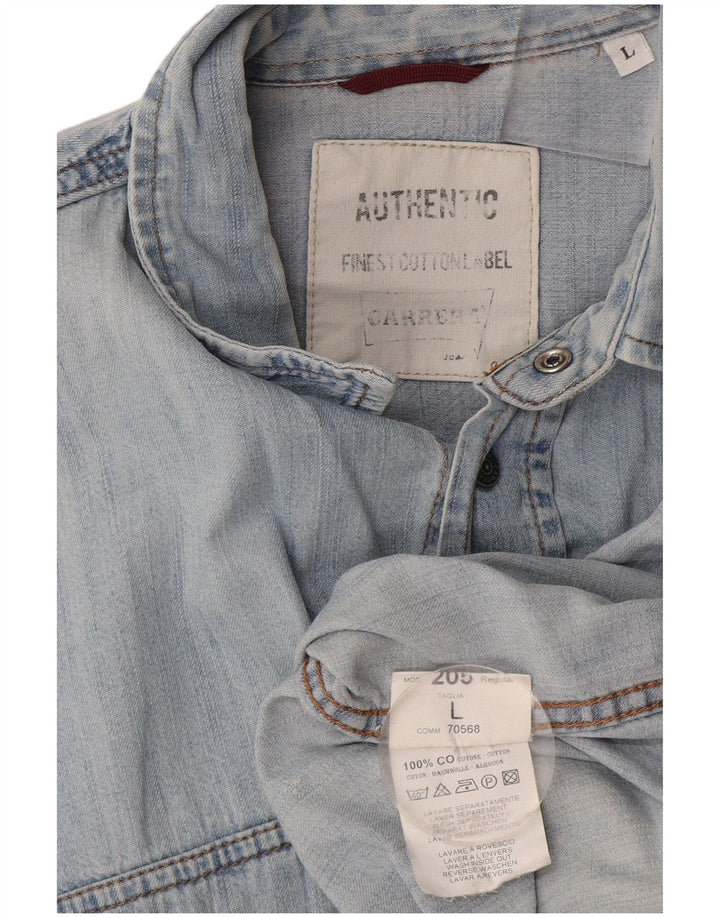 Camicia di jeans da uomo Carrera grande in cotone blu