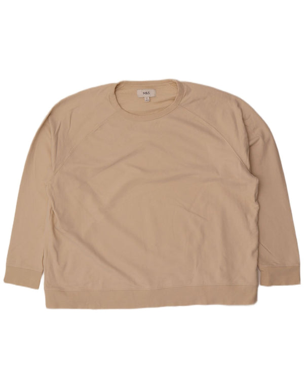 Felpa da donna Marks & Spencer UK 22 3XL Cotone beige