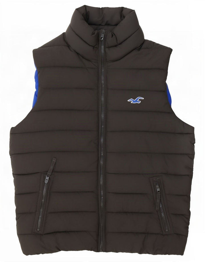 Gilet imbottito da uomo Hollister UK 36 piccolo poliestere grigio