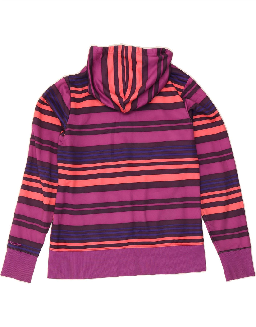 UNDER ARMOUR Womens Zip Hoodie Sweater UK 16 Large Multicoloured Striped Vintage Under Armour and Second-Hand Under Armour from Messina Hembry 