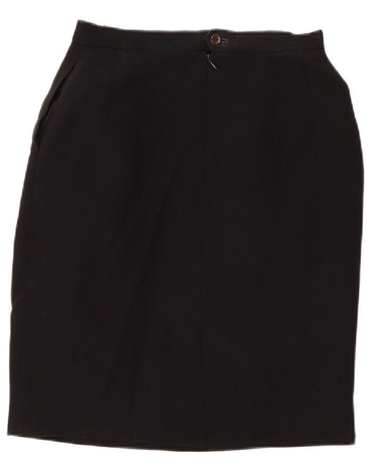 Gonna a tubino vintage da donna W28 media in lana nera